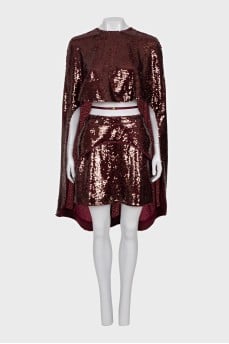 Skirt suit decorated with sequins