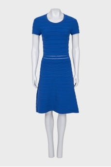 Blue dress with embossed stripes