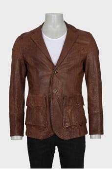 Men's brown leather jacket