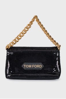 Black mini bag decorated with sequins