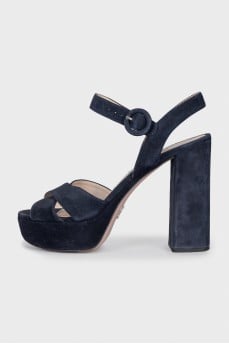 Blue suede sandals