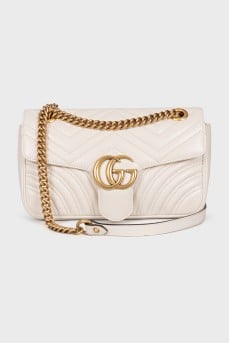 Белая кожаная сумка GG Marmont