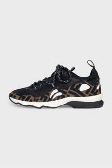 Textile sneakers with a signature print
