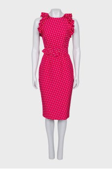 Polka dot print silk dress