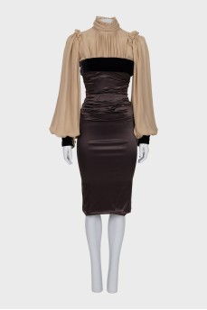 Brown silk dress