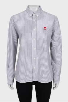 Striped shirt with signature embroidery