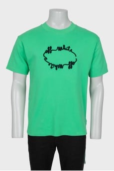 Men's green embroidered t-shirt