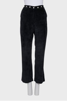 Black velvet trousers