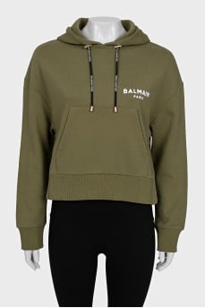 Green cropped hoodie