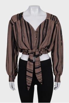 Cropped blouse with ties