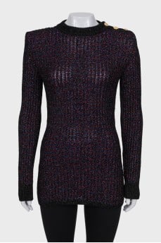 Black sweater with gold buttons