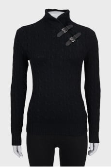 Cashmere turtleneck with straps