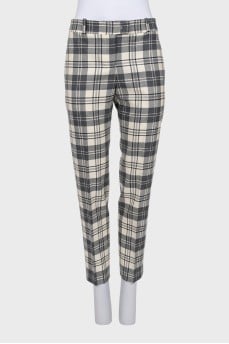 Black and white wool trousers