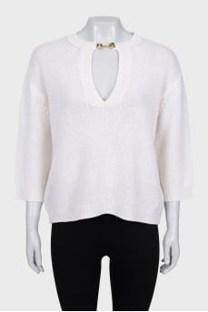 Cashmere pullover with gold decor