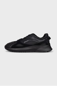 Men's black sneakers made of textile and leather
