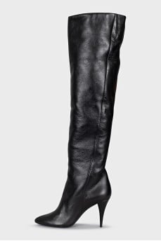 Black pointed toe over the knee boots