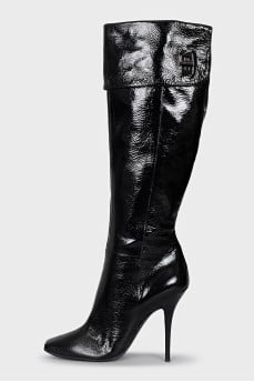 Black glossy boots