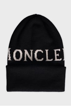 Black hat with branded print