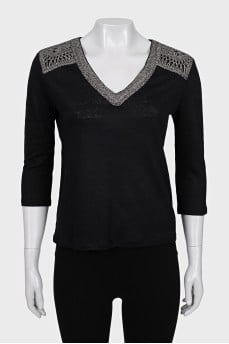 Pullover with silver decor