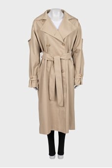 Beige trench coat with wide sleeves