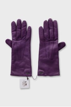 Purple leather gloves