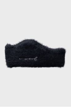 Black short pile headband
