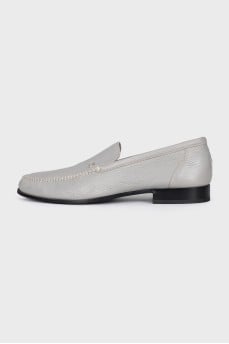 Men's gray leather loafers