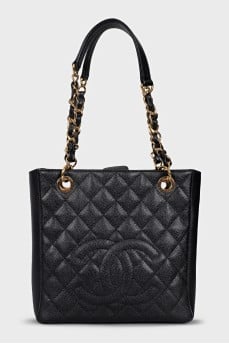 Leather shoulder bag with logo