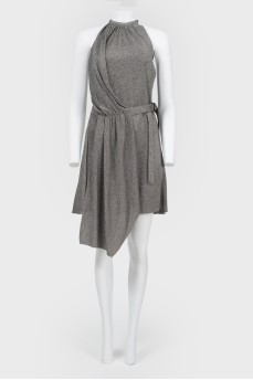 Asymmetric dress with ties
