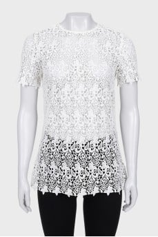 Openwork blouse with short sleeves