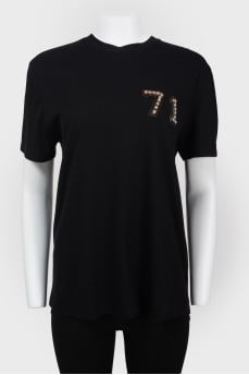 T -shirt with stones and beads
