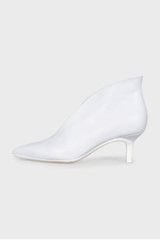Open white ankle boots
