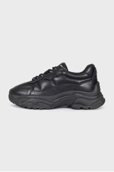 Black leather sneakers