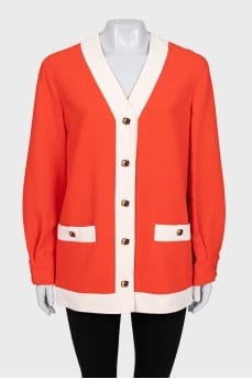 Straight-cut cardigan with buttoned pockets