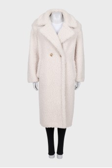 White teddy fur coat