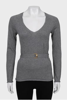 Silver sweater with a belt