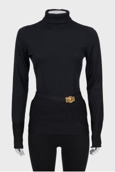 Fitted turtleneck with belt
