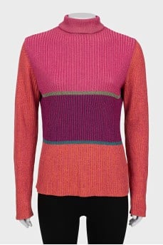 Straight sweater with shiny thread