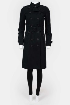 Double-breasted trench coat with belt