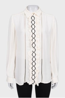 White blouse with ruffles with tag