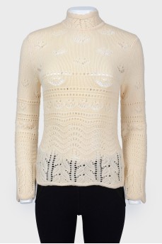 Vintage knitted sweater with a fastener