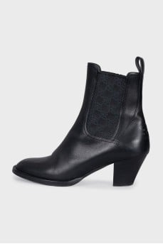 Black leather ankle boots