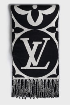 Wool scarf with brand logo