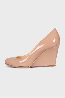 Beige wedge shoes