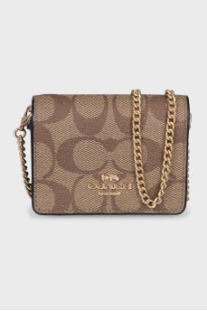 Mini chain bag with signature print