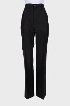 High-waisted wool trousers