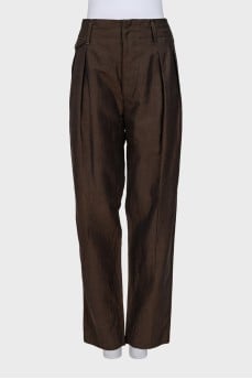 Brown wool and linen trousers