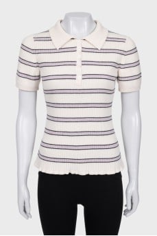 Striped wool polo shirt