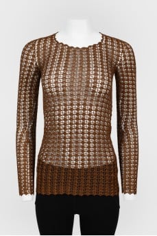 Vintage elongated jumper knitted openwork