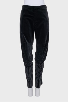 Velour trousers with accent knees